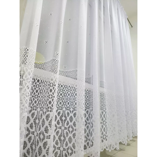 Firana żakardowa Magda - Firana do salonu, pokoju, na okno balkonowe z szerokim pasem 70 cm